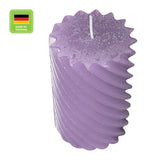 Stumpenkerze aus Paraffin, gedreht, Flieder, 110/70 mm, WENZEL, Brenndauer ca. 51h, Spiralkerze - luterne.shop