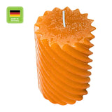Stumpenkerze aus Paraffin, gedreht, Safran, 110/70 mm, WENZEL, Brenndauer ca. 51h, Spiralkerze - luterne.shop