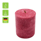 Stumpenkerze aus Stearin, Dunkelrot, 50/65 mm, 100% pflanzlicher Wachs, KERZENFARM HAHN, Brenndauer ca. 15h - luterne.shop