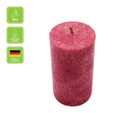 Stumpenkerze aus Stearin, Dunkelrot, 50/90 mm, 100% pflanzlicher Wachs, KERZENFARM HAHN, Brenndauer ca. 28h - luterne.shop