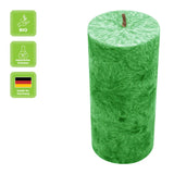 Stumpenkerze aus Stearin, Grün, 64/135 mm, 100% pflanzlicher Wachs, KERZENFARM HAHN, Brenndauer ca. 41h - luterne.shop