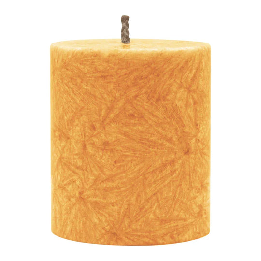 Stumpenkerze aus Stearin, Mandarin, 64/75 mm, 100% pflanzliches Wachs, KERZENFARM HAHN, Brenndauer ca. 19,5h
