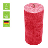 Stumpenkerze aus Stearin, Rot, 64/135 mm, 100% pflanzlicher Wachs, KERZENFARM HAHN, Brenndauer ca. 41h - luterne.shop