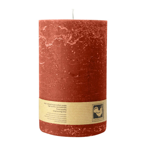 Stumpenkerze aus Paraffin, Rost, Country, 100/150 mm, KERZENFARM HAHN, Brenndauer ca. 88h - luterne.shop