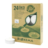 100% ÖKO-TEELICHTER aus regionaler Bio-Masse, BIOKEMA, Ø38 mm, Brenndauer ca. 4h, mit Aluminiumhülle, 24 Stück pro Verpackung - luterne.shop