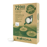100% ÖKO-TEELICHTER aus regionaler Bio-Masse, BIOKEMA, Ø38 mm, Brenndauer ca. 4h, mit Aluminiumhülle, 72 Stück pro Verpackung - luterne.shop