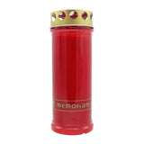 MEMORIAM-Kompositionsöllicht mit Golddeckel, Rot, Nr. 63, AETERNA, Brenndauer ca. 7 Tage, 210/75 mm, Karton mit 12 Stück - luterne.shop