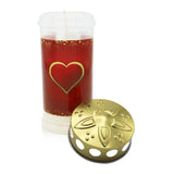 MEMORIAM-Motivkerze „Herz“, Nr. 411, AETERNA, mit Golddeckel, 75/170 mm, 30% Ölgehalt, Brenndauer 4 Tage, Lieferumfang 3 Stück, Grabkerzen - luterne.shop