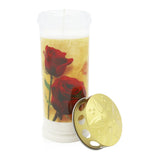 MEMORIAM-Motivkerze „Zwei Rosen“, Nr. 640, AETERNA, mit Golddeckel, 75/210 mm, 30% Ölgehalt, Brenndauer 7 Tage, Lieferumfang 3 Stück, Grabkerzen - luterne.shop