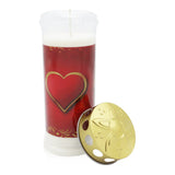 MEMORIAM-Motivkerze „Rotes Herz“, Nr. 641, AETERNA, mit Golddeckel, 75/210 mm, 30% Ölgehalt, Brenndauer 7 Tage, Lieferumfang 3 Stück, Grabkerzen - luterne.shop