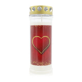 MEMORIAM-Motivkerze „Rotes Herz“, Nr. 641, AETERNA, mit Golddeckel, 75/210 mm, 30% Ölgehalt, Brenndauer 7 Tage, Lieferumfang 3 Stück, Grabkerzen - luterne.shop