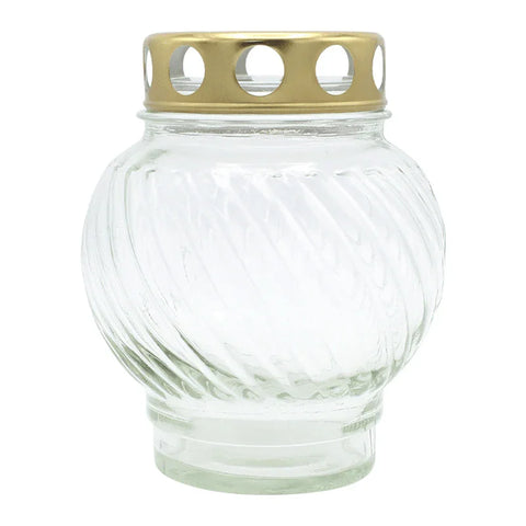 Grablaterne aus Glas, weiß, mit abnehmbarem Deckel, 135/110 mm, Grabschmuck, Grabdekoration - luterne.shop