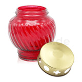 Grablaterne aus Glas, rot, mit abnehmbarem Deckel, 135/110 mm, Grabschmuck, Grabdekoration - luterne.shop