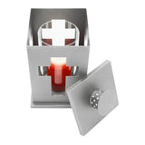 Grablaterne mit Kreuzmotiv & Dach zum Hinstellen, grau, ca. 13x13x21,5 cm, Grabschmuck, Grabdekoration - luterne.shop