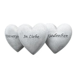 Polyresin-Herzen mit Trauerspruch und Stecker, 3er-Set, Grabschmuck, Grabdekoration - luterne.shop