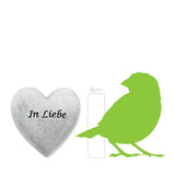 Polyresin-Herzen mit Trauerspruch und Stecker, 3er-Set, Grabschmuck, Grabdekoration - luterne.shop