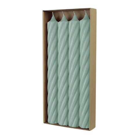 RUSTIC TWIST Stabkerzen Smaragd, 250/28 mm, WENZEL, 16h, 4 St.