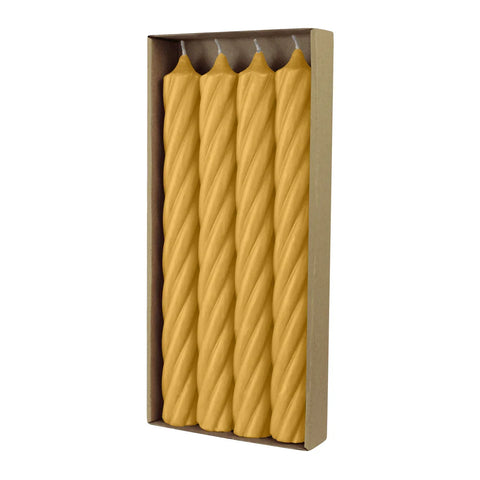 RUSTIC TWIST Stabkerzen Senf, 250/28 mm, WENZEL, 16h, 4 St.