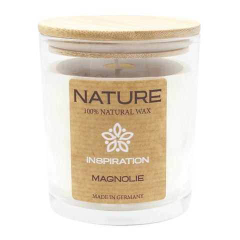 NATURE INSPIRATION, Duftkerze im Glas, Magnolie, 100% NATURAL WAX, 85/70 mm, Brenndauer ca. 25h - luterne.shop