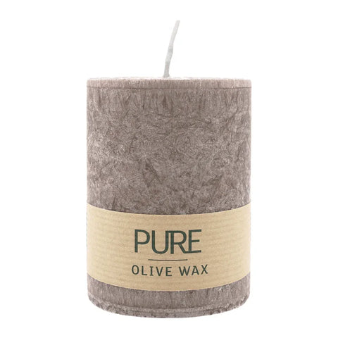 100% PURE, OLIVE WAX, vegane Stumpenkerze, Siena, WENZEL, 90/70 mm, Brenndauer ca. 40h - luterne.shop