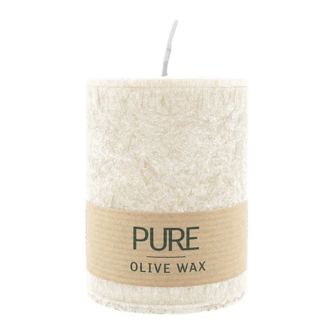 100% PURE, OLIVE WAX, vegane Stumpenkerze, Sahara, WENZEL, 90/70 mm, Brenndauer ca. 40h - luterne.shop