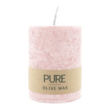 100% PURE, OLIVE WAX, vegane Stumpenkerze, Antikrosa, WENZEL, 90/70 mm, Brenndauer ca. 40h - luterne.shop