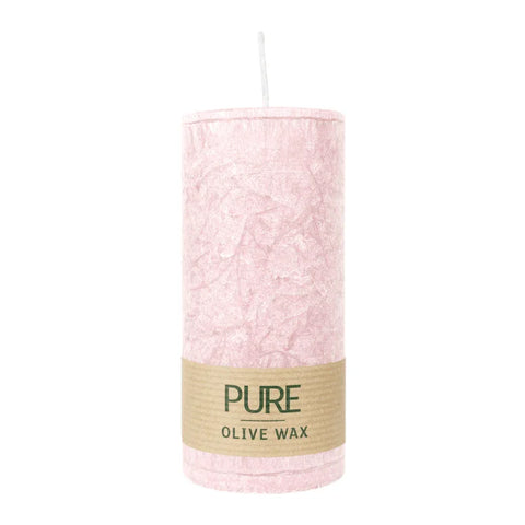 100% PURE, OLIVE WAX, vegane Stumpenkerze, Antikrosa, WENZEL, 130/60 mm, Brenndauer ca. 40h - luterne.shop
