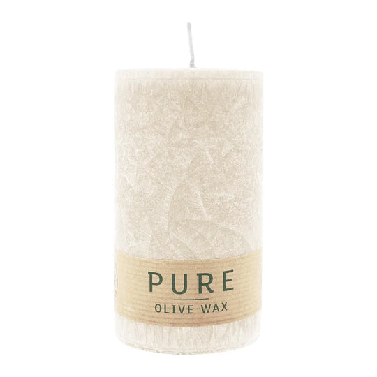 PURE OLIVE WAX, Sahara, vegane Stumpenkerze, WENZEL, 130/70 mm, Brenndauer ca. 47h