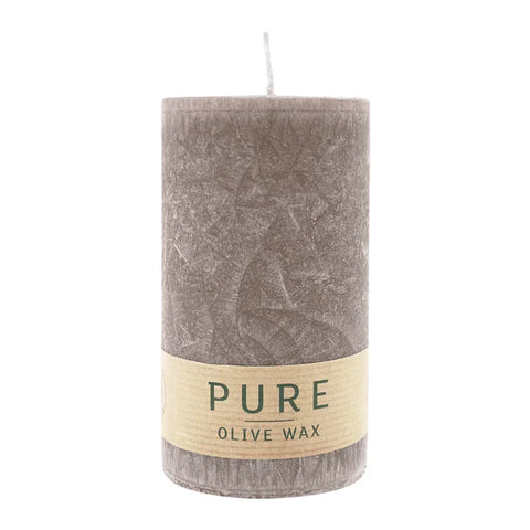 100% PURE, OLIVE WAX, vegane Stumpenkerze, Siena, WENZEL, 130/70 mm, Brenndauer ca. 59h - luterne.shop