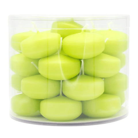 Schwimmkerzen klein, Limone, 50/30 mm, WENZEL, Brenndauer ca. 4h, Box mit 28 Stück - luterne.shop