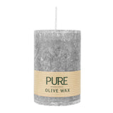 100% PURE, OLIVE WAX, vegane Stumpenkerze, Anthrazit, WENZEL, 90/60 mm, Brenndauer ca. 27h - luterne.shop