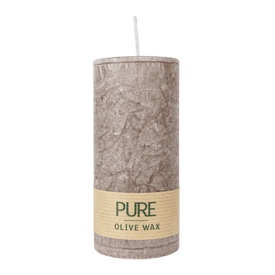 PURE OLIVE WAX, Siena, vegane Stumpenkerze, WENZEL, 130/60 mm, Brenndauer ca. 40h