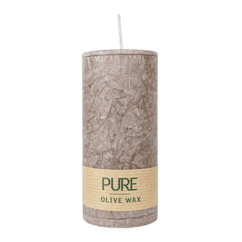 100% PURE, OLIVE WAX, vegane Stumpenkerze, Siena, WENZEL, 130/60 mm, Brenndauer ca. 40h - luterne.shop