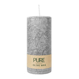 100% PURE, OLIVE WAX, vegane Stumpenkerze, Anthrazit, WENZEL, 130/60 mm, Brenndauer ca. 40h - luterne.shop