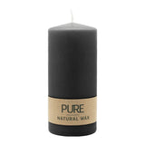 100% PURE, NATURAL WAX, Stumpenkerze, Schwarz, WENZEL, 130/60 mm, Brenndauer ca. 41h, 100% plastikfrei - luterne.shop