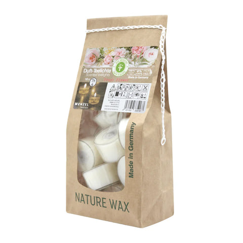 Duftteelichter, Fresh Flower, 100% NATURAL WAX, WENZEL, 25/41 mm, Brenndauer ca. 7h, Beutel mit 18 Stück - luterne.shop