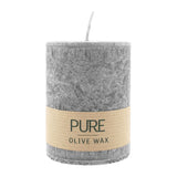 100% PURE, OLIVE WAX, vegane Stumpenkerze, Anthrazit, WENZEL, 90/70 mm, Brenndauer ca. 40h - luterne.shop
