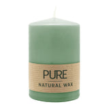 100% PURE, NATURAL WAX, Stumpenkerze, Smaragd, WENZEL, 90/60 mm, Brenndauer ca. 25h, 100% plastikfrei - luterne.shop
