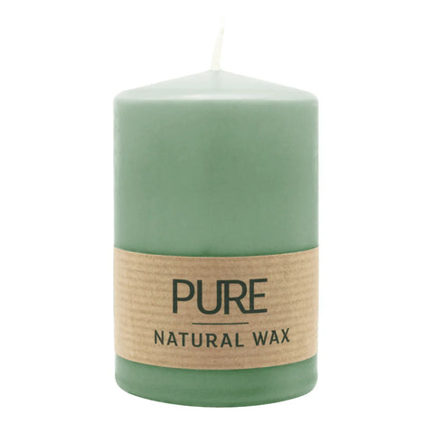 100% PURE, NATURAL WAX, Stumpenkerze, Smaragd, WENZEL, 90/60 mm, Brenndauer ca. 25h, 100% plastikfrei - luterne.shop