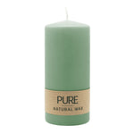 PURE NATURAL WAX, Smaragd, Stumpenkerze, WENZEL, 130/60 mm, Brenndauer ca. 40h, 100% plastikfrei