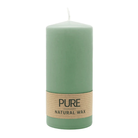 100% PURE, NATURAL WAX, Stumpenkerze, Smaragd, WENZEL, 130/60 mm, Brenndauer ca. 41h, 100% plastikfrei - luterne.shop