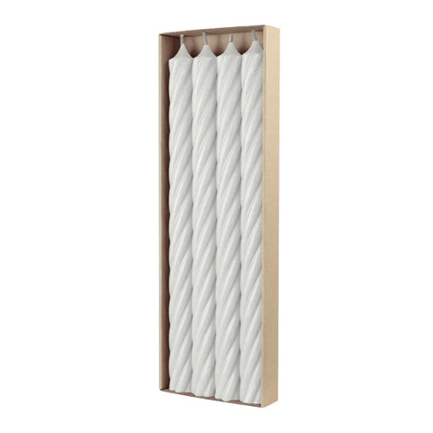 Stabkerzen aus Paraffin, RUSTIC TWIST, 350/28 mm, Wollweiß, WENZEL, Brenndauer ca. 20h, 4 Stück pro Verpackung - luterne.shop