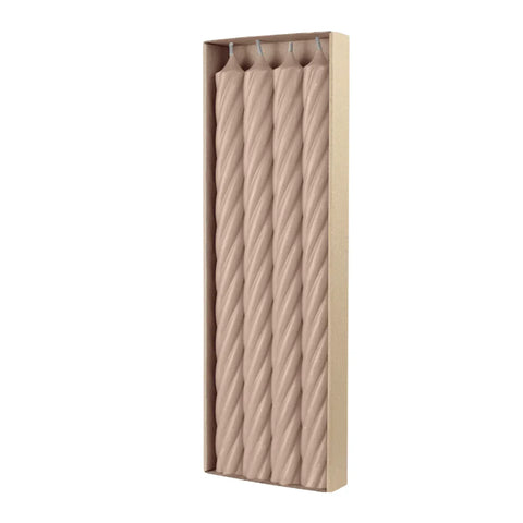 Stabkerzen aus Paraffin, RUSTIC TWIST, 350/28 mm, Sahara, WENZEL, Brenndauer ca. 20h, 4 Stück pro Verpackung - luterne.shop
