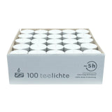 Teelichter, weiß, WENZEL, 18/38 mm, mit Aluminiumhülle, Brenndauer ca. 5h, 100 Stück - luterne.shop
