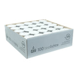 Teelichter, weiß, WENZEL, 18/38 mm, mit Aluminiumhülle, Brenndauer ca. 5h, 100 Stück - luterne.shop