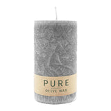100% PURE, OLIVE WAX, vegane Stumpenkerze, Anthrazit, WENZEL, 130/70 mm, Brenndauer ca. 59h - luterne.shop