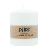 100% PURE, NATURAL WAX, Stumpenkerze, Natural, WENZEL, 90/70 mm, Brenndauer ca. 38h, 100% plastikfrei - luterne.shop