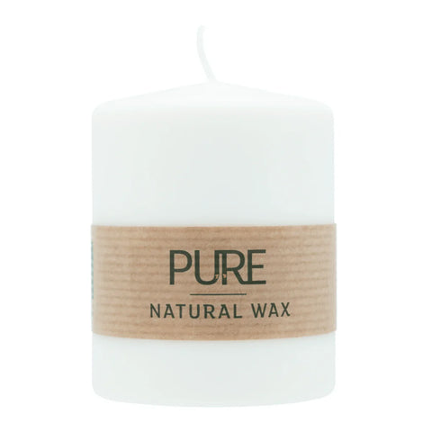 100% PURE, NATURAL WAX, Stumpenkerze, Natural, WENZEL, 90/70 mm, Brenndauer ca. 38h, 100% plastikfrei - luterne.shop