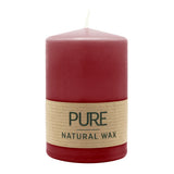 100% PURE, NATURAL WAX, Stumpenkerze, Karminrot, WENZEL, 90/60 mm, Brenndauer ca. 25h, 100% plastikfrei - luterne.shop