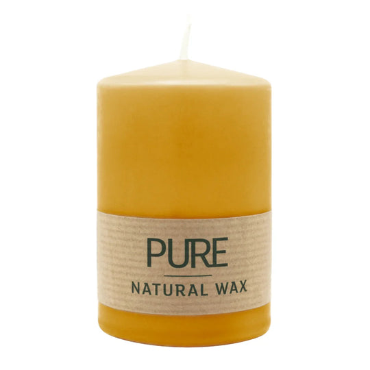 PURE NATURAL WAX, Natur, Stumpenkerze, WENZEL, 90/60 mm, Brenndauer ca. 26h, 100% plastikfrei